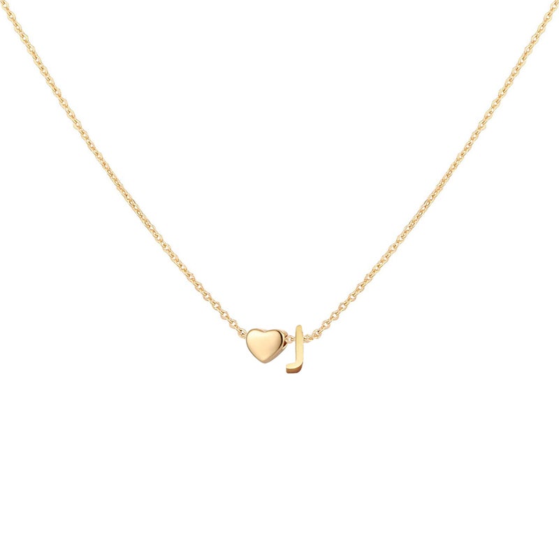 Glimmerst Initial Heart Necklace 18K Gold Plated Stainless Steel Tiny Heart Letter J Necklace Personalized Monogram Name Necklace for Women - Image 1